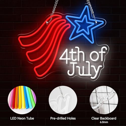 Image of Neon Sign Outdoor for Wall Decor, Dimmable Neon Light Sign for Home Decoration, USB Power Light Home Table Decor for Living Room Dining Table for American Festival Celebration Home Decor 15.7 inchx13 inch