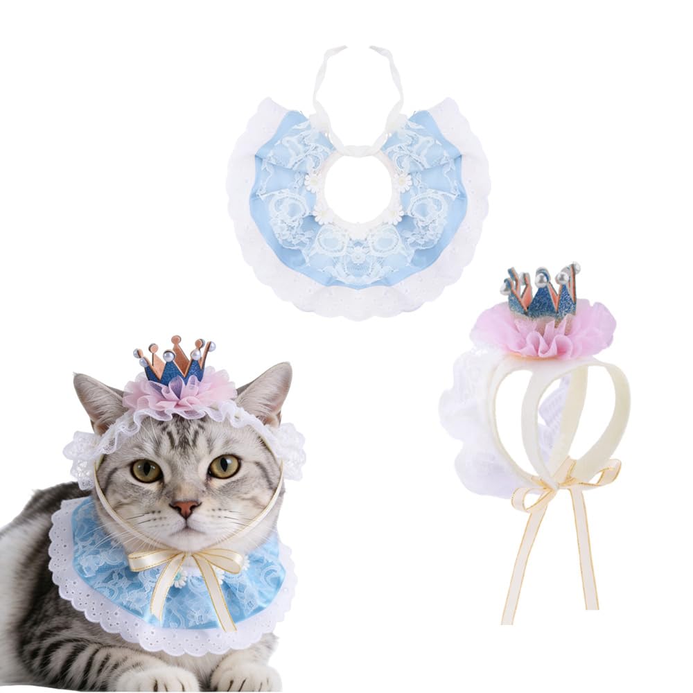 Bandeau en dentelle avec perles pour chaton et chiot accessoire de fête confortable