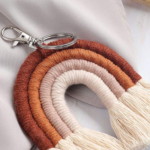 Hongtai Wevende regenboog sleutelhangers voor vrouwen handgemaakte sleutelhouder sleutelhanger macrame tas charme auto hangende sieraden geschenken (Color : KEY44) - Image 4