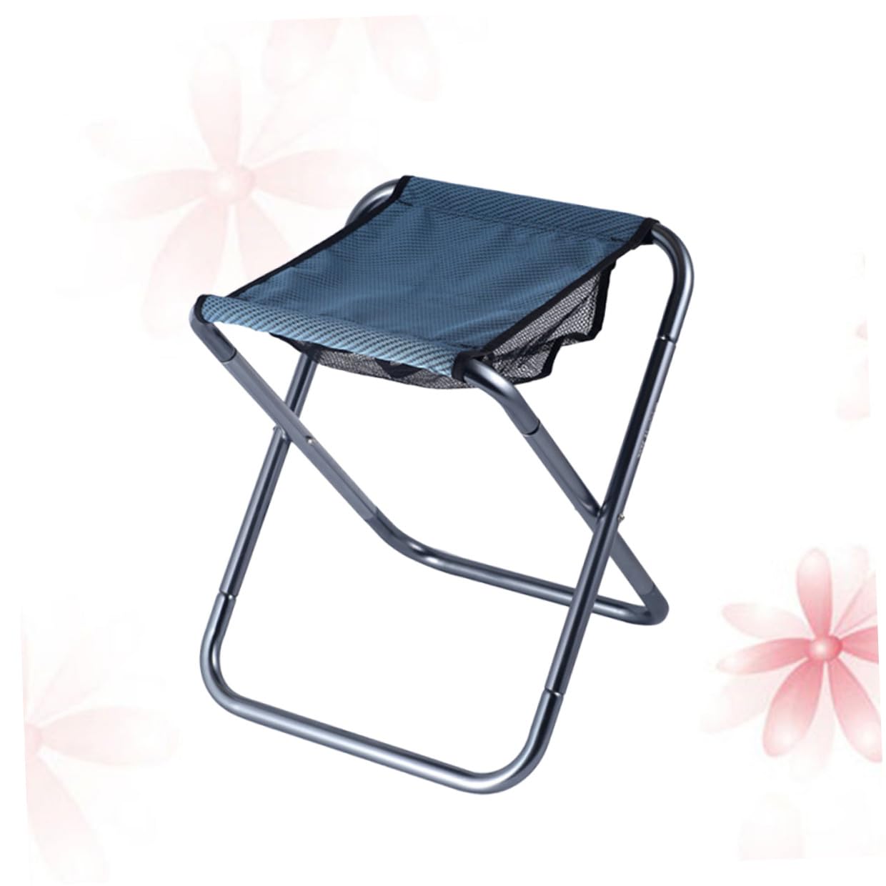 Sgabello Pieghevole Portatile in Lega di Alluminio Blu, Sgabello da Pesca Resistente e Leggero per Spiaggia e Campeggio