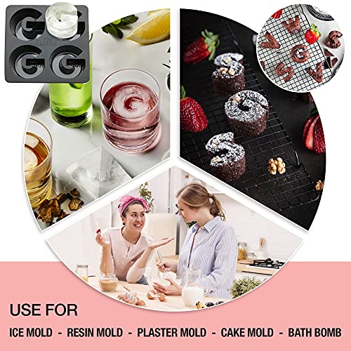 Drinksplinks G Large Ice Cube Tray For Gin - Silicone Ice Mold For Freezer With Large Letter G Shapes - Big Alphabet Monogram Ice Molds - Reusable Trays For Ice In Glasses, Baking & Crafting Molds #TOP2