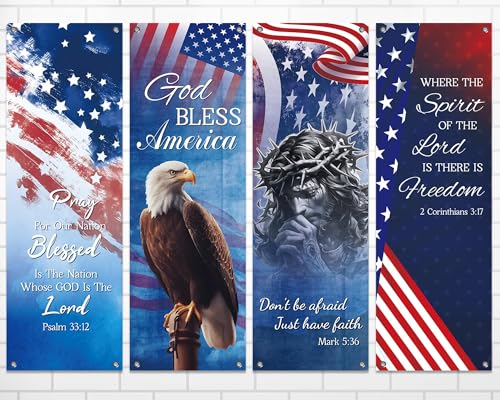 Bannière église 4 juillet drapeau chrétien américain lot de 4 pour sanctuaire