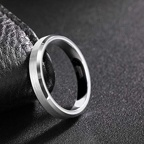 Image of Frank S.Burton Tungsten Ring for Men Women 3mm 4mm 6mm 8mm Beveled Edge Matte Silver Band Comfort Fit Size 4-15