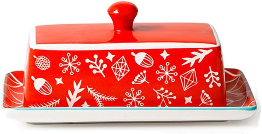 Hotel Restaurant Lid Indoor Ceramic Butter Box with Lid Butter Plate Tableware Countertop Rectangular Dessert Plate Nordic Cheese Plate Butter Box Farmhouse Kitchen，A