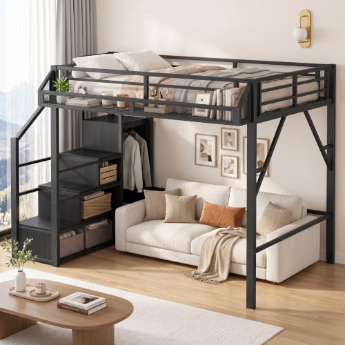Stylish Full Size Metal Loft Bed