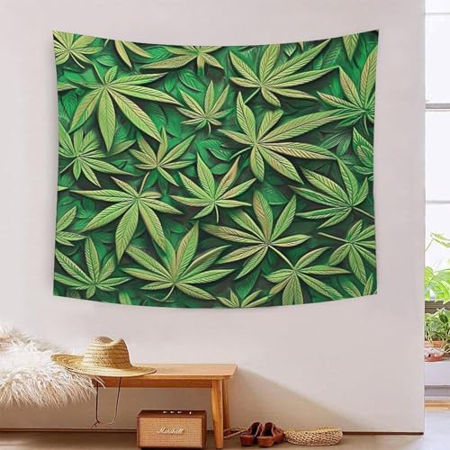 Tapisserie murales effet 3D feuilles de palme grand tissu déco pour masquer défauts