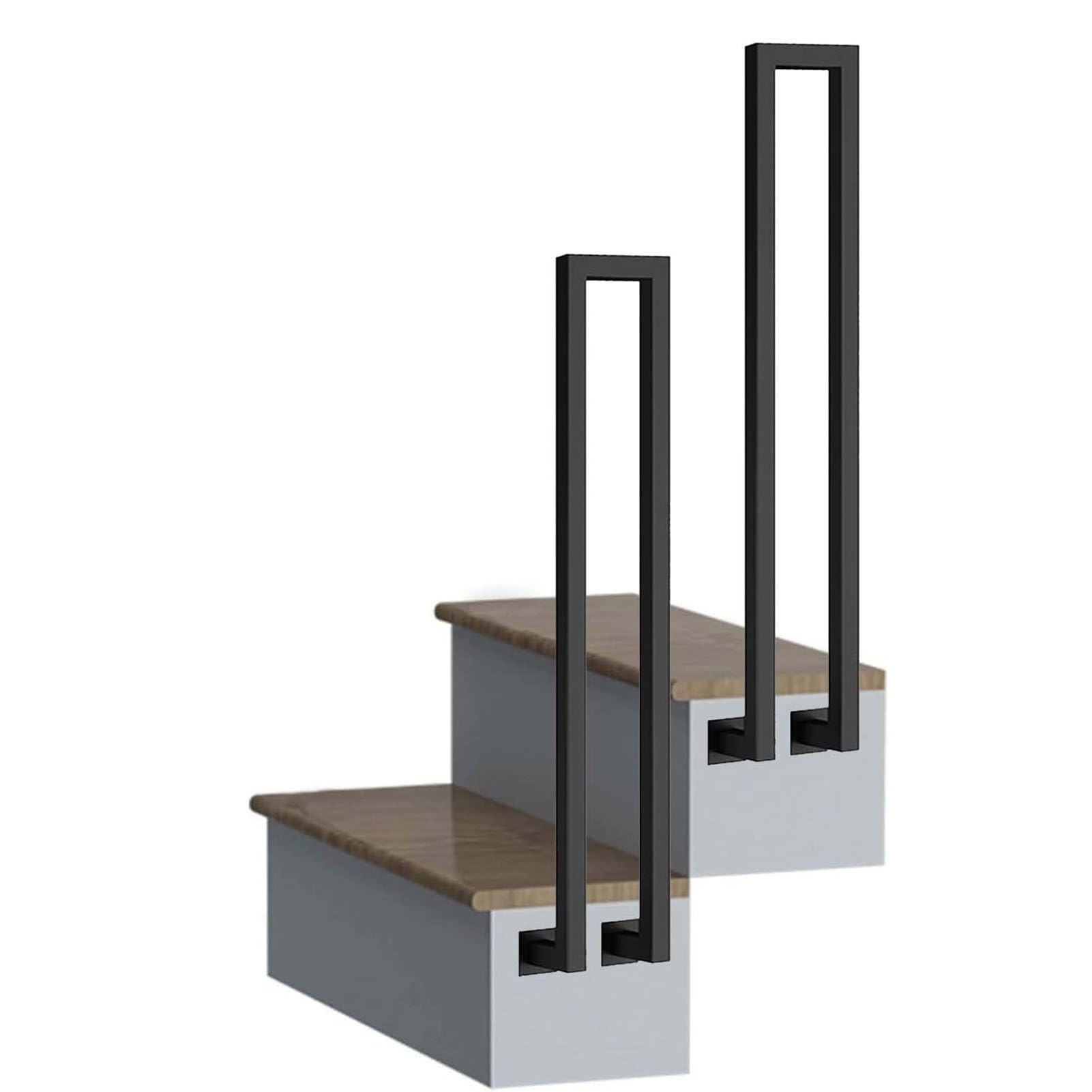 Seitlich montierter U-förmiger Treppengeländer-Handlauf, für Außenstufen oder im Innenbereich, Übergangshandlauf-Streikposten mit Installationssatz. (Farbe: Schwarz, Größe: 100 cm) (Größe: 4