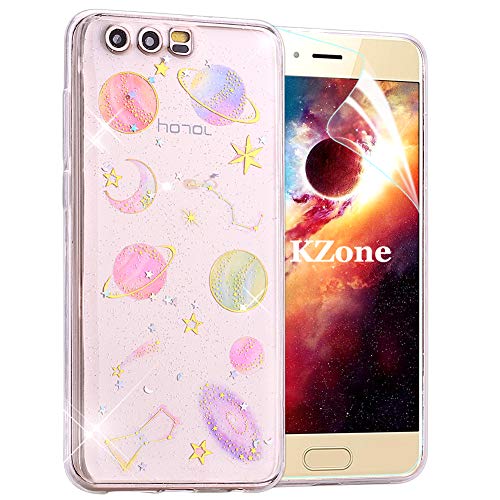 OKZone Honor 9 Hülle, Glitzer Bling Glänzende [Ultra Dünn] Design Weich TPU Bumper Case Silikon Schutzhülle Handy Tasche Rückseite Hülle Etui Cover TPU Bumper Schale für Huawei Honor 9 (Klar) Cover