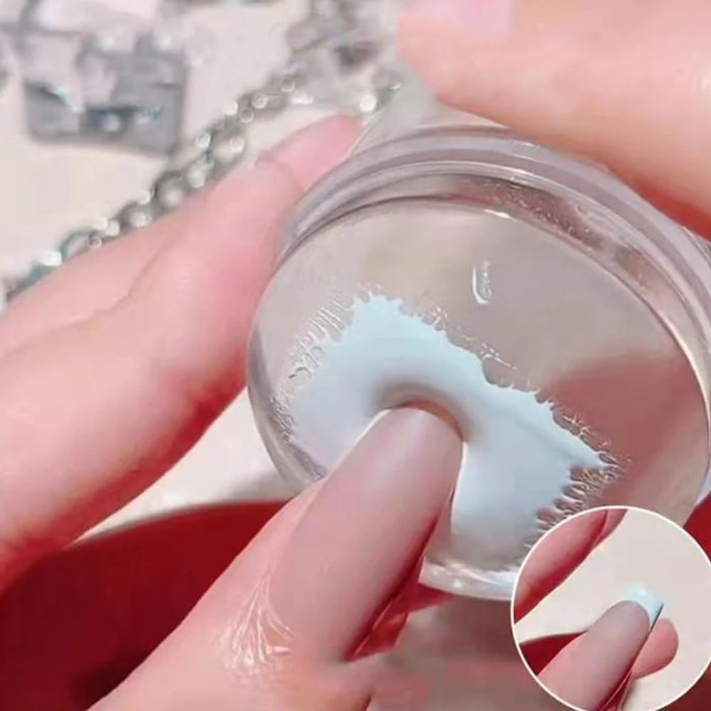 2 8cm Head Clear Jelly Silicone Nail Art Stamper Scraper with Cap Transparent Polish Transfer Templates Tools Manicure — view 5