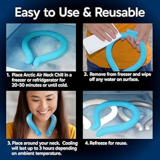 Arctic Air Neck Chill, Neck Cooling Tube, Hands Free Cooling, Quick Freeze Gel, Wearable Body Coolers for Hot Weather, Reusable, Adjustable Fit, 3 Pack