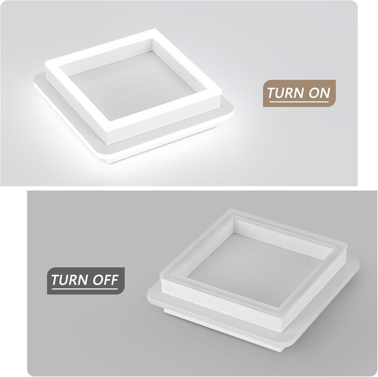 CANEOE 24W Square Hallway Light, Modern Flush Mount Led Ceiling Light,White Acrylic Close to Ceiling Lights for Bedroom Dining Room Kitchen Balcony Bathroom Aisle Ceiling Lamp (Cool White,6000K)
