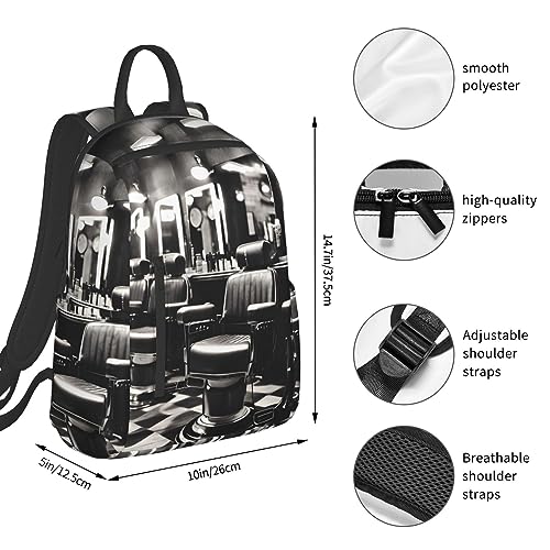 Barber Shop Monochrome Style Print Simple And Lightweight Leisure Backpack, Men'S And Women'S Fashionable Travel Backpack4
