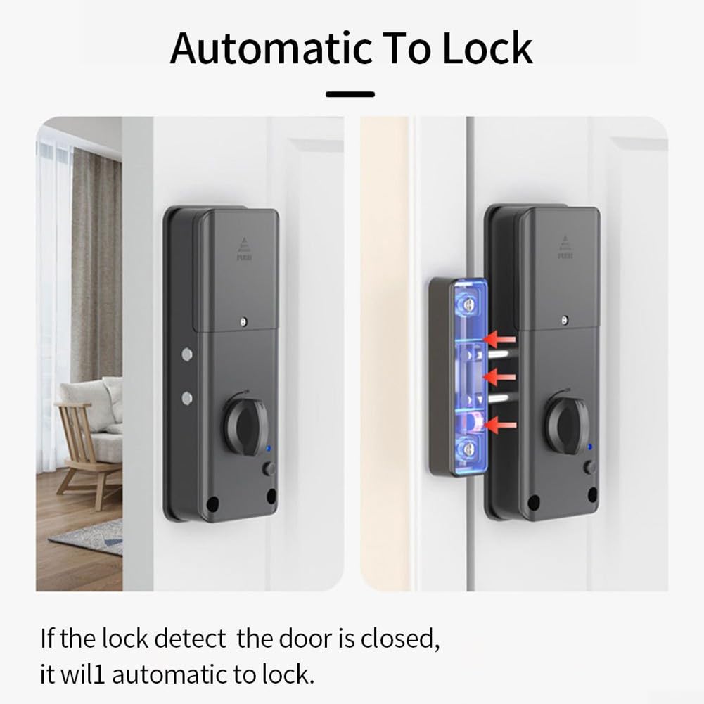 Feegow Cerradura de puerta invisible inteligente | Cerradura electrónica sin perforaciones | Desbloqueo de tarjeta IC | Desbloqueo de aplicación para TTlock