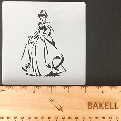 Fairy Tale Princess in Ball Gown Stencil, 5 x 5 Inch | Decorating and Crafting Food Safe Stencils from Bakellâ„¢