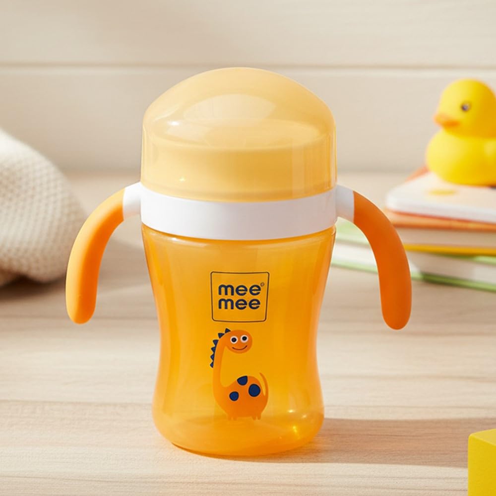 Baby Trainer Plastic Sippy Cup | Soft Spout, Leakproof Sipper for Toddlers | Dual Handle for Easy Grip | Non -Toxic, Lightweight & BPA Free, Orange (240 Ml)