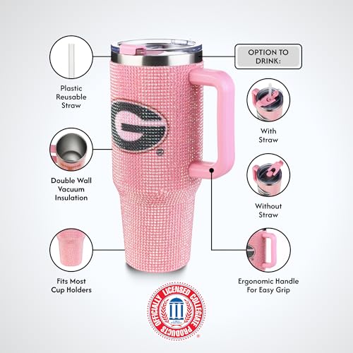 Image of The Memory Company Officially Licensed NCAA - University of Georgia 40oz Pink Bling Game Day Tumbler