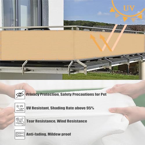 Vent protection UV résistant ventilé cache balcon 1.7 x 7 m jaune sable durable - 7