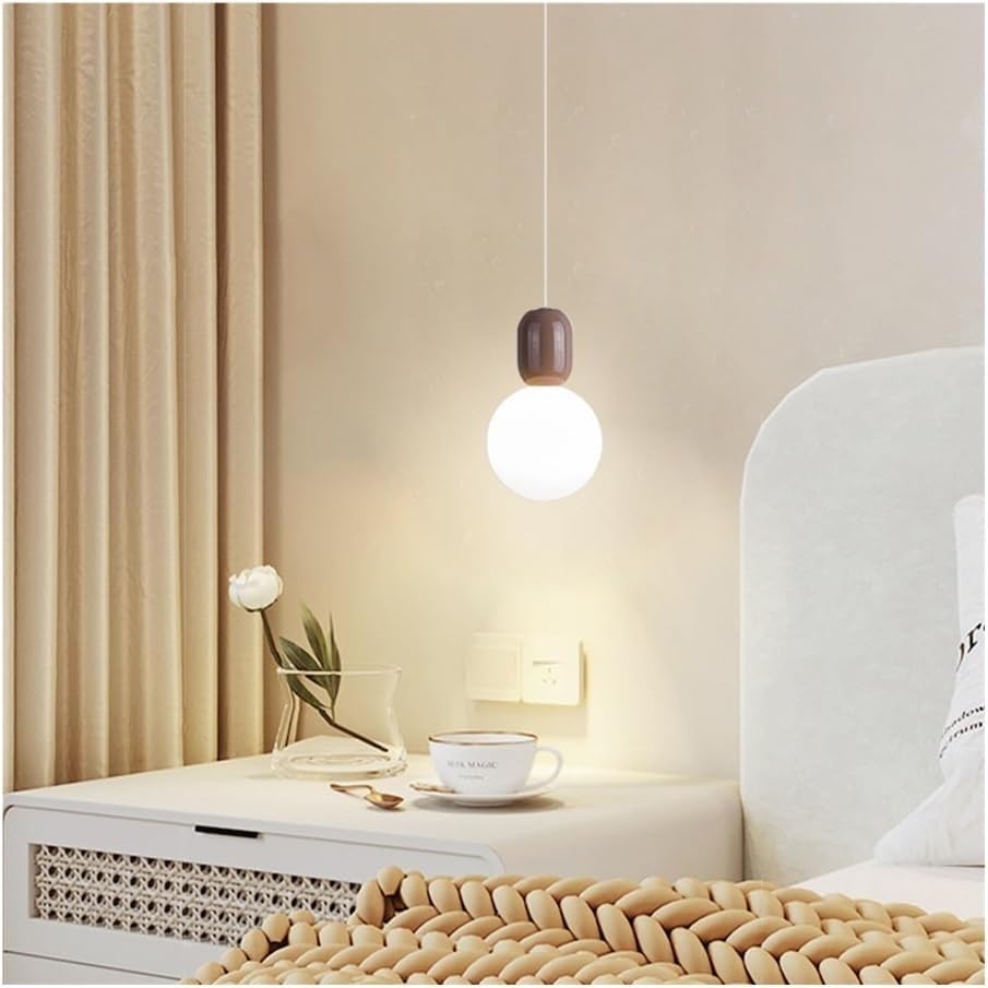 Lampe à suspension réglable blanche culot E27 style minimaliste