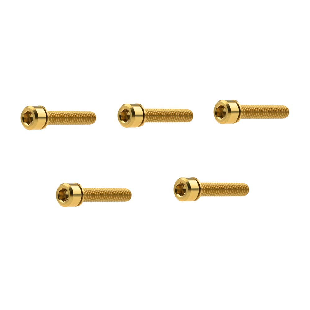Titanium Bolts M6x16 18 20 25 35mm Square Head Allen Screws with Ti Washer for Bicycle Parts Pack of 5 (M6x35mm, Gold)