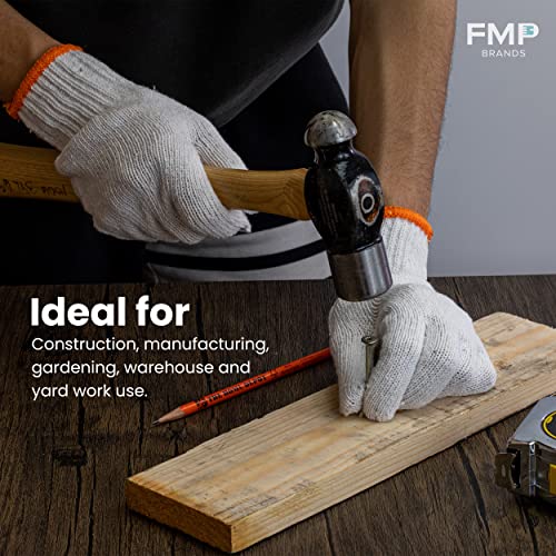 Fmp Brands [24 Pairs] White Cotton Gloves - Safety Working Gloves, Heavy Duty Cotton Knit For Men Women, Utility, Construction, Gardening, Fishing, Winter Indoor Outdoor Use #TOP5