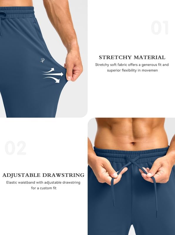 Pudolla Men's Fleece Lined Sweatpants with Zipper Pockets Winter Warm Water Resistant Athletic Pants for Workout Running - Image 5