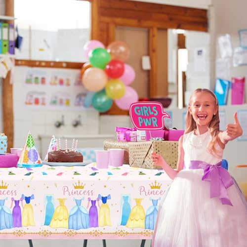 Image of Princess Birthday Party Decorations,3pcs Plastic Princess Table Cloth Waterproof Princess Party Decorations Princess Table Cover for Girl Birthday Princess Decorations