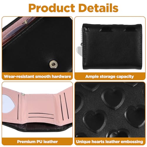 JIEYAO Women Credit Card Wallet with Heart-shaped Pendant, Cute PU Leather Credit Card Holder for Women and Girls Shopping2