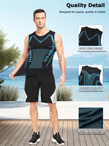 Mens Tank Tops,Sport Running Dry Fit Gym Shirt, Wicking Athletic Mesh Breathable Muscle Tee Workout Sleeveless Shirts2