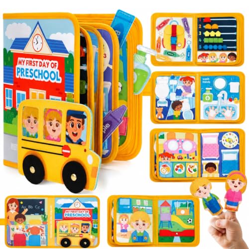 Image of PATPAT A Day at Kindergarten Activity Busy Binder Book for Toddlers 1-3