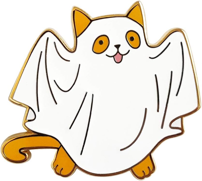 Pinsanity Cute Ghost Cat Enamel Lapel pin
