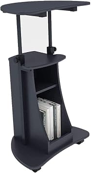 Podium Mobile Laptop Stand Desk Computer Workstation, Notebook Cart Sit Stand Workstation Home Office, Panel 55x40cm / Black/Height 80/116cm