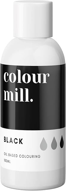 Colour Mill *Bulk Large 100ML* Next Generation Oil Based Food Colouring for Baking, Decorating, Icing and Cooking Food Dye DIY Slime and Crafts Making 100ml Black