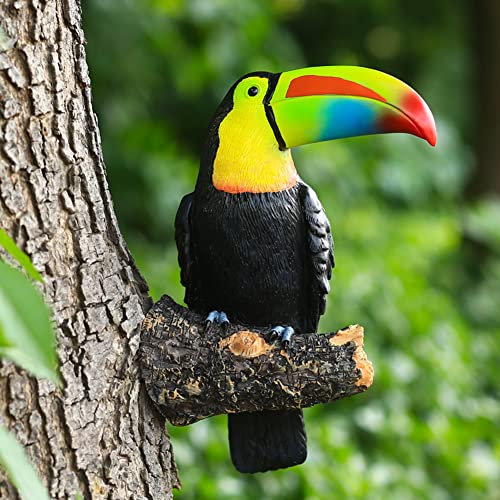 NORHOR Garden Statues,Garden Ornaments,Simulation Toucan Figurine,Resin Fake Birds Crafts Garden Animal Statue Tree Hanging Pastoral Decoration Pendant Outdoor Yard Decor. (Rainbow)