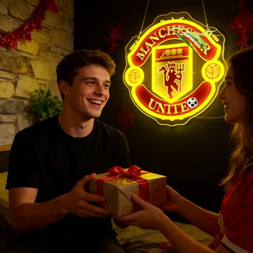 Image of Football Neon Sign for Wall Decor Soccer Team Logo LED Light for Man Cave