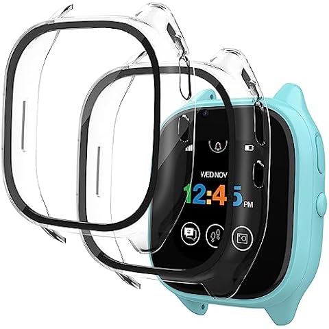 Kuaguozhe [2-Pack Compatible for Gizmo Watch 3 Screen Protector for Kids, Tempered Glass Hard PC Overall Protective Cover, Clear+Clear Cover