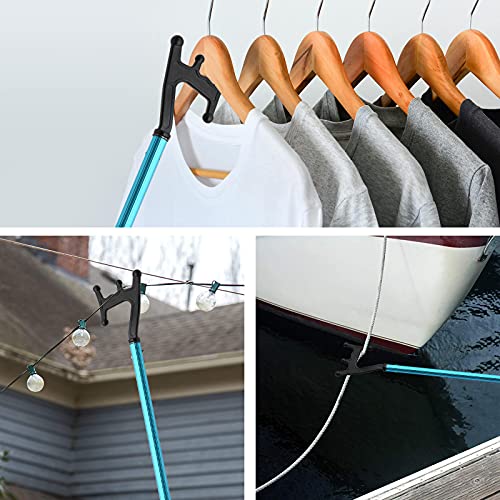 Image of SAN LIKE Telescopic Boat Hook,Aluminum Lightweight Push Pole with Floating Non-Slip Plastic Hand Grips for Docking,3-Stage Pole-Blue
