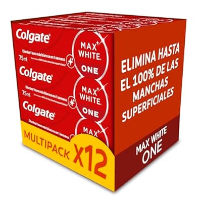Colgate Max White One Pasta de Dientes 75ml  Dentífrico Blanqueador  Fórmula Clínicamente Probada  Elimina hasta el 100% de las Manchas Superficiales  Dientes 1 tono más Blancos en 1 Semana