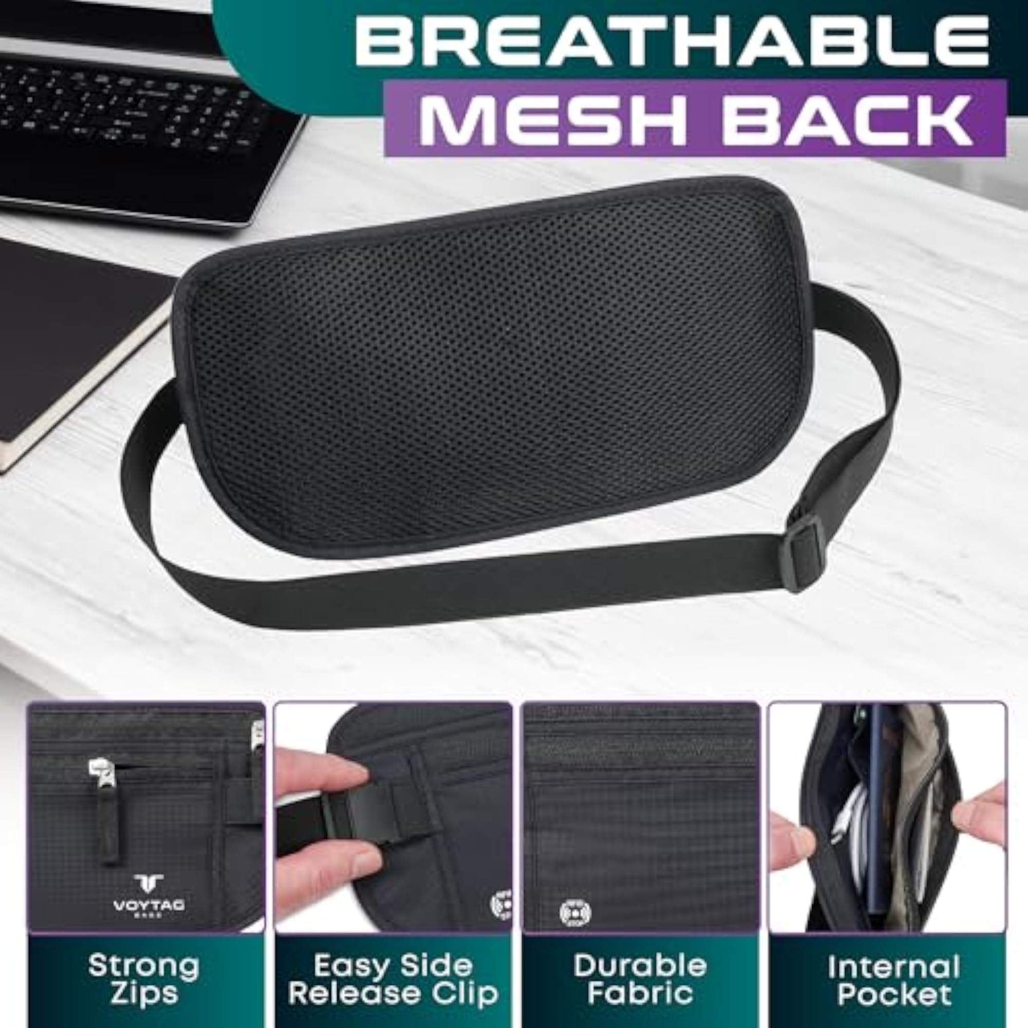 Adjustable Slim Black Travel Wallet