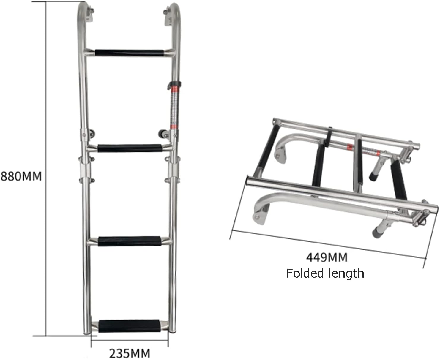 3/4ステップ折りたたみ式はしご ボート船尾マウント 取り外し可能なはしご マリン ステンレススチール ポンツーン はしご トランサ
