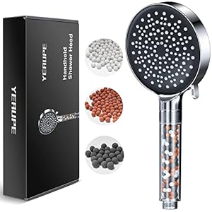 Shower Head High Pressure with Filter – YEAUPE Handheld Water Saving 6 Modes Shower Heads for Hard Water Low Water…