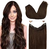 GOO GOO Human Hair Extensions Chocolate Brown,110g Halo Hair Extensions 20 Inch Straight Real Hair...