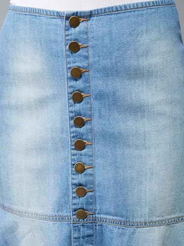 Image of Dolce Crudo Women's Flared High-Rise Stretchable Denim Maxi Skirt