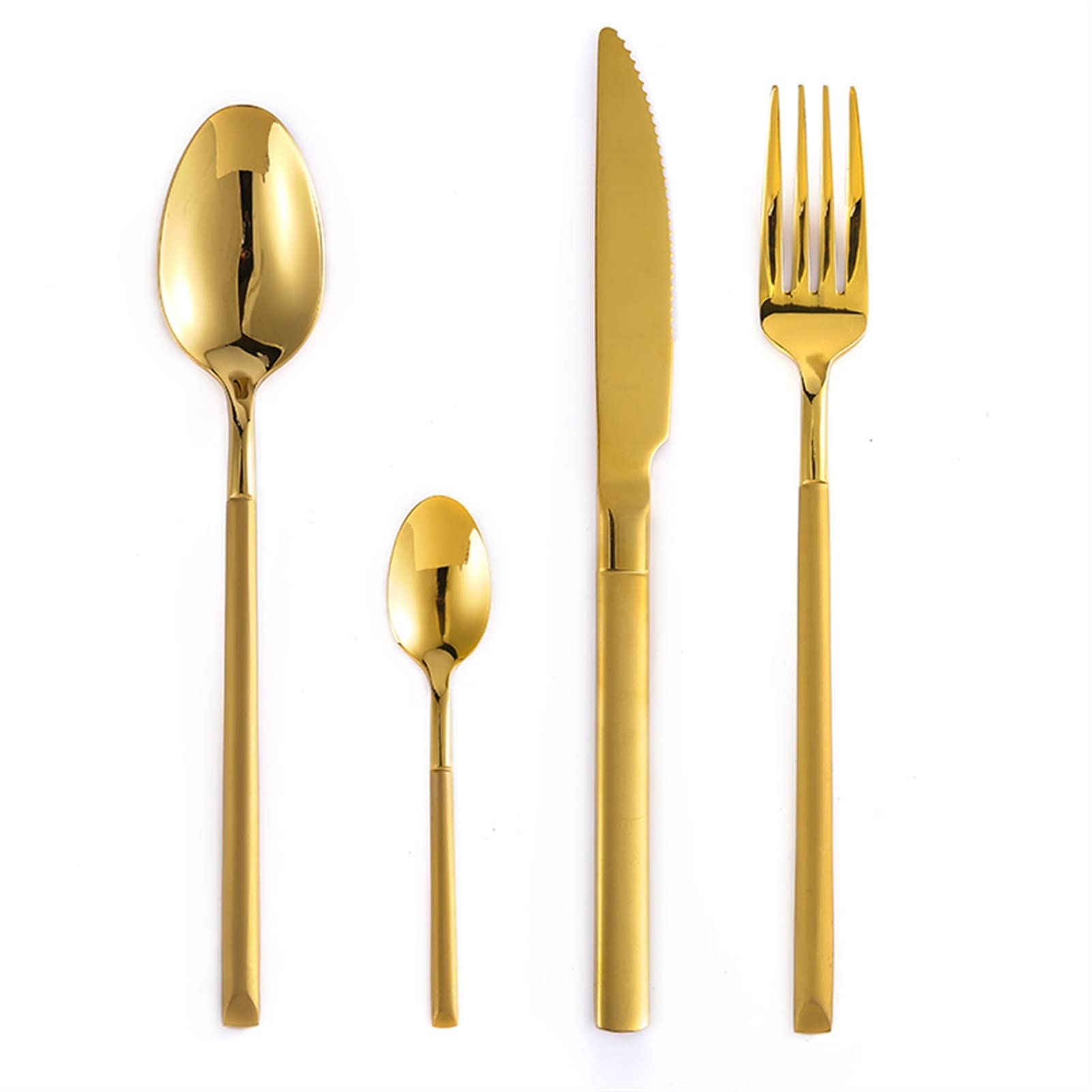 per Uomo 24pz Set di Posate Forchette Coltelli Cucchiaio 18/10 Acciaio Inox Stoviglie Set di Posate Specchio Oro Cucchiaio Coltello Bacchette Set