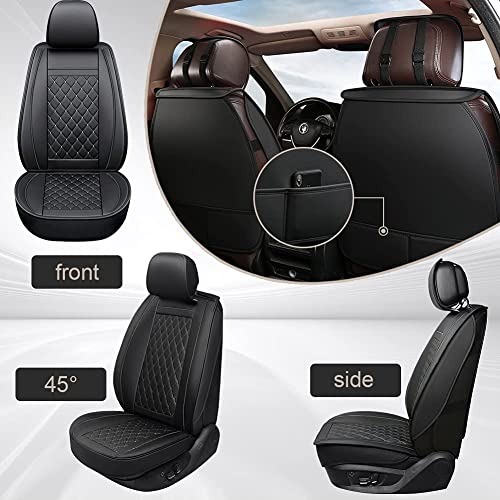 Giant Panda Front Car Seat Covers, Waterproof Leather Universal For Toyota Prius Camry Rav4 Yaris Sienna Fj Cruiser Honda Jeep Ford Hyundai (2 Pcs Front/Black) #TOP3