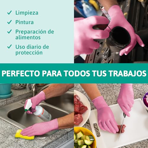 Ansell Guantes Micro-Touch Nitrafree Nitrilo Desechables, Multiuso, Alimentos, Cocina, Limpieza, Mecanico, Sin Polvo, Rosa, Talla XS (100 Guantes) - imagen 4