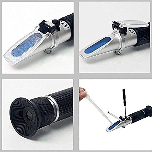 Zuckergehalt Refraktometer, Refraktometer 0-32 Brix Wein Refraktometer zur Messung des Zuckeranteils mit ATC Handrefraktometer für Winzer Wein Bier Obst Frucht usw