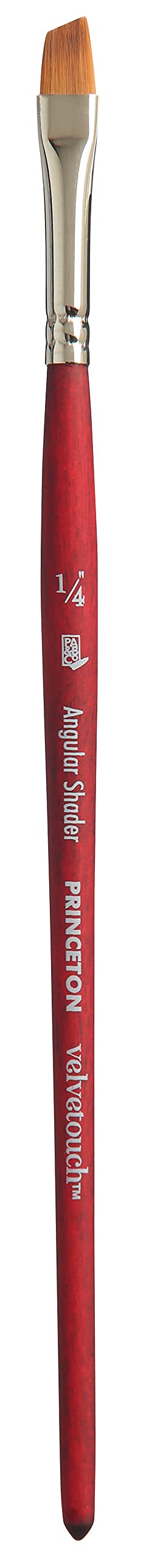 Princeton Velvetouch, Series 3950, Paint Brush for Acrylic, Oil and Watercolor, Angle Shader, 1/4 Inch