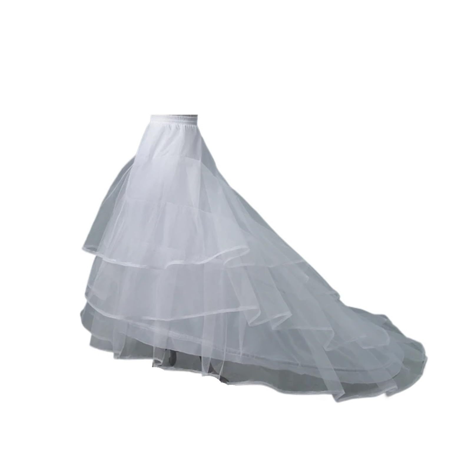 Cguohu White Pannier Petticoat Wedding Dress Crinoline Bride Petticoat Underskirt 2 Hoops With 3 Layers Tulle Chapel Train And Black Underskirts(White)