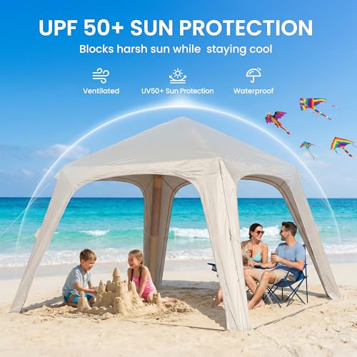 Image of ABORON Inflatable Camping Tent, 4 /6 /8 /10 /12 Person Easy Setup Blow Up Tent with Hand Pump, PU3000mm Waterproof 4 Season Glamping Tent for Outdoor Camping