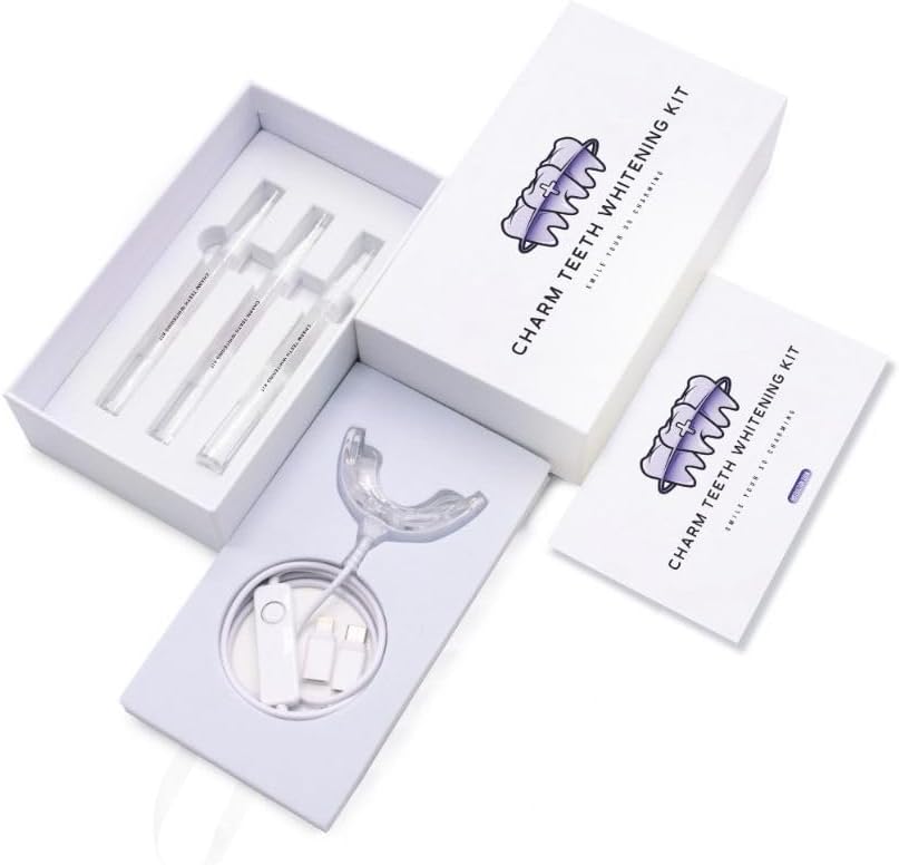 Teeth Whitening Kit - LED Light, 6% Hydro Peroxide (3) Teeth Whitening Gel - Fast Teeth Whitener - Professional at Home whitening System Stain Remover for Sensitive Teeth Travel Friendly Oral Hygiene